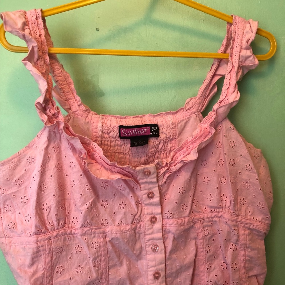 Pink Ruffle Eyelet Tank - Picture 3 of 9